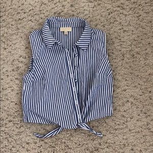 Modcloth front tie sleeveless blouse